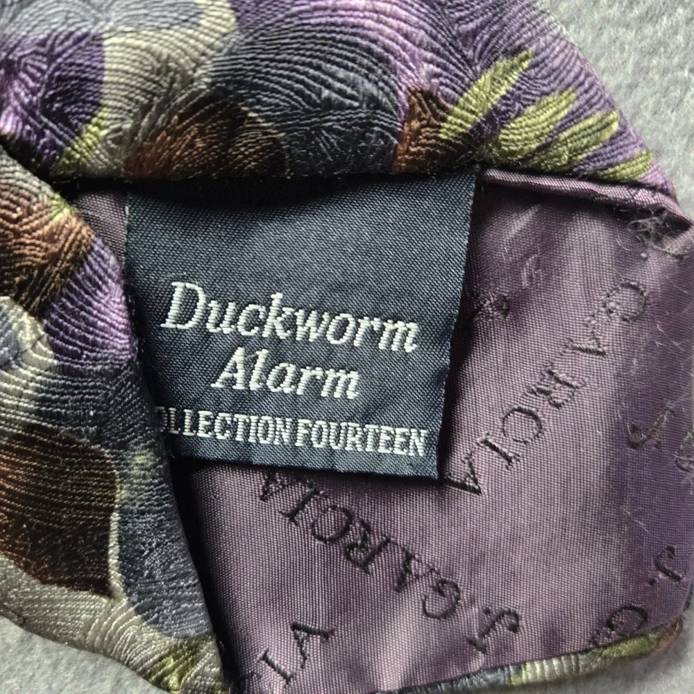 Vintage J Garcia Duckworm Alarm Collection Fourteen‎ Silk Necktie Purple Multi